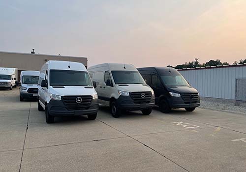 fleet of work vans